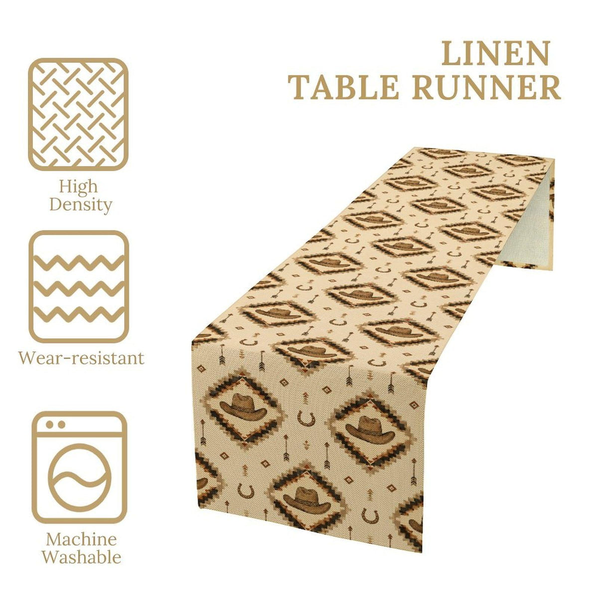 Western Cowboy Table Runner (13x72inch / Aztec Cow)