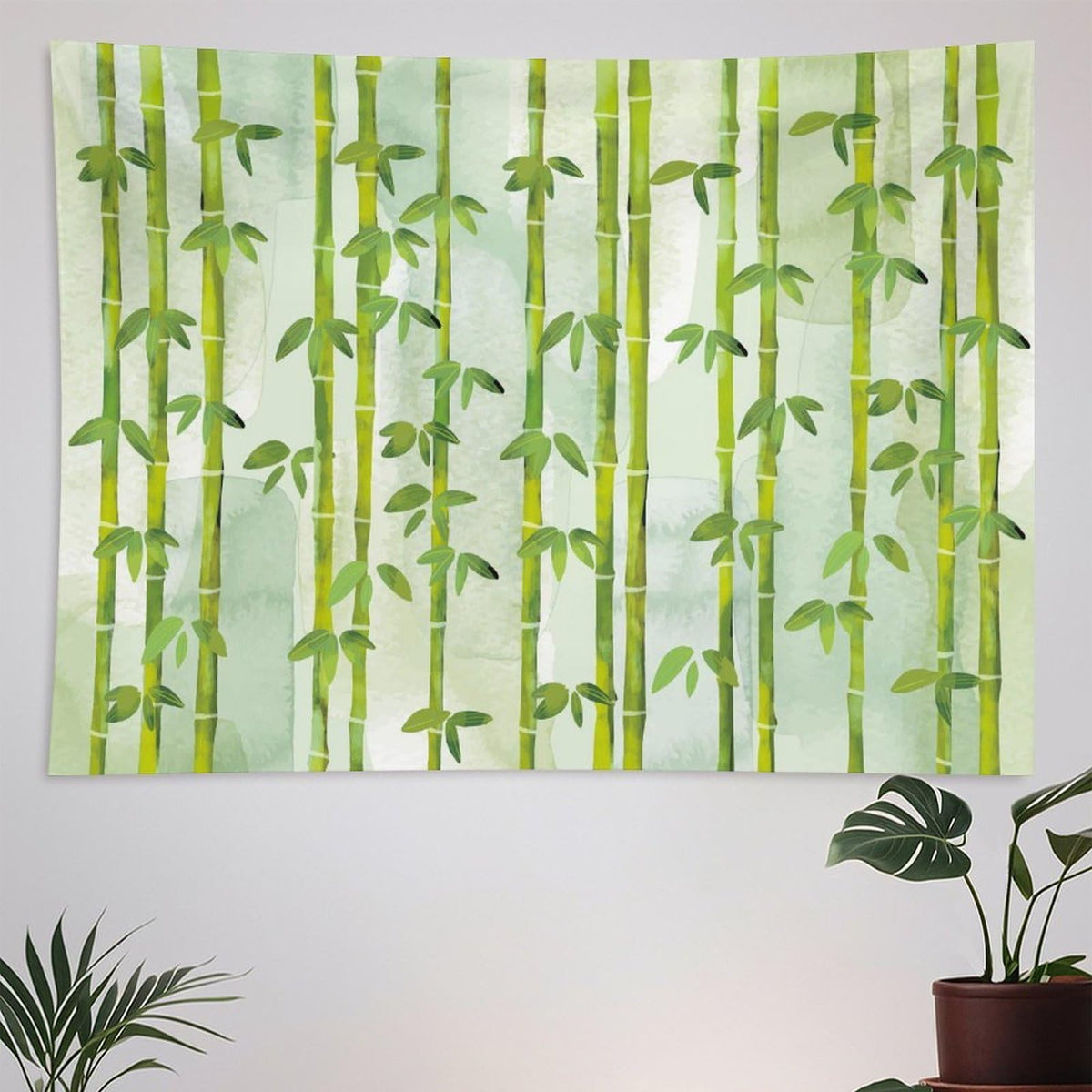Bamboo Print Tapestry Wall Hanging Chinese Bamboo Leaves Tree Nature Woods Stems Tapestries Home Decor for Living Room Bedroom Apartment Farmhouse Dorm 60"x80" (60"L x 80"W / Bamboo-7)