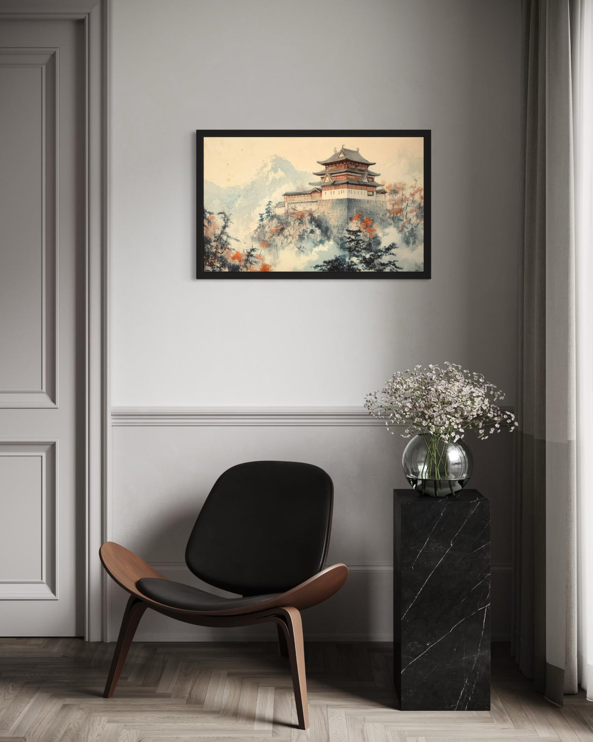 Japanese Castle Unframed Wall Art Print Poster (Japanese Castle / 24"L x 18"W)
