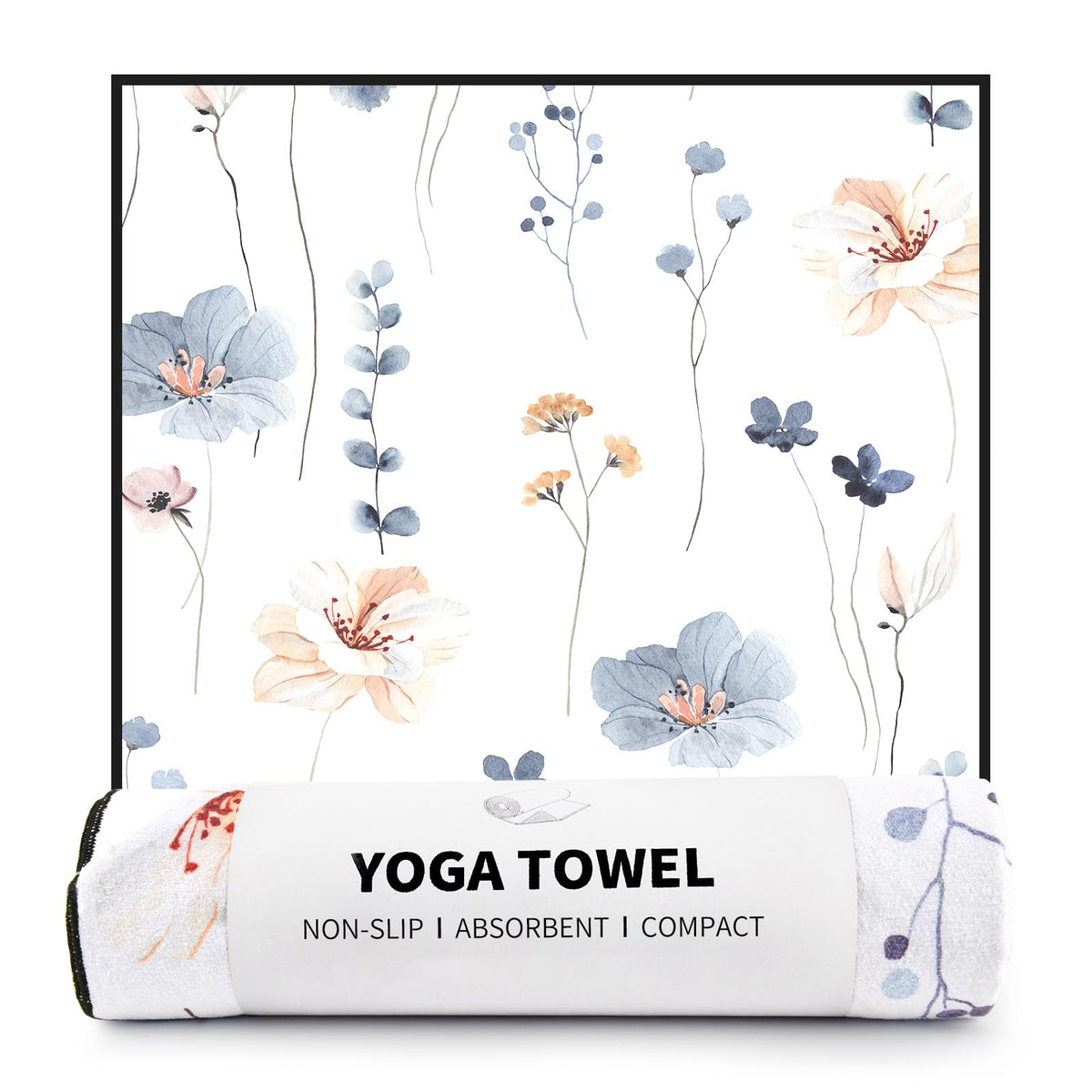 Non Slip Hot Yoga Towel (Watercolor Flowers / 70"x26")