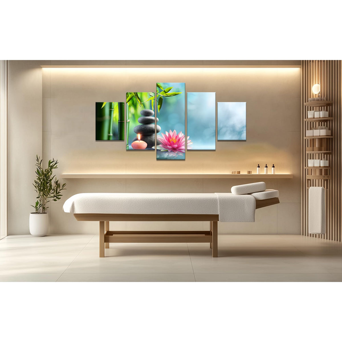 Zen Wall Art Yoga Spa Decor for Beauty Salon (60Lx 32W-11)
