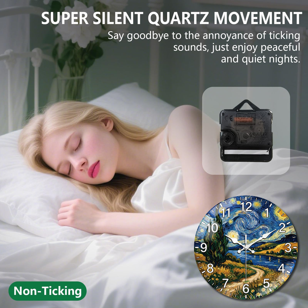 Starry Lake Wall Clocks Battery Operated (Starry Lake Landscape)