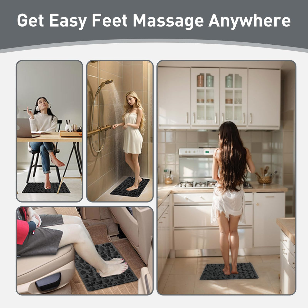 Portable Feet Acupressure Mat (Black - Small)