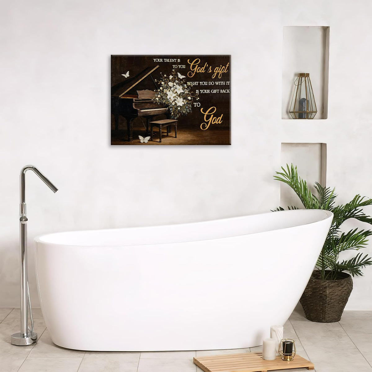 Piano Canvas Wall Art Inspirational Music Painting Framed ArtWork 12"x16" (Piano / 16"L x 12"W)