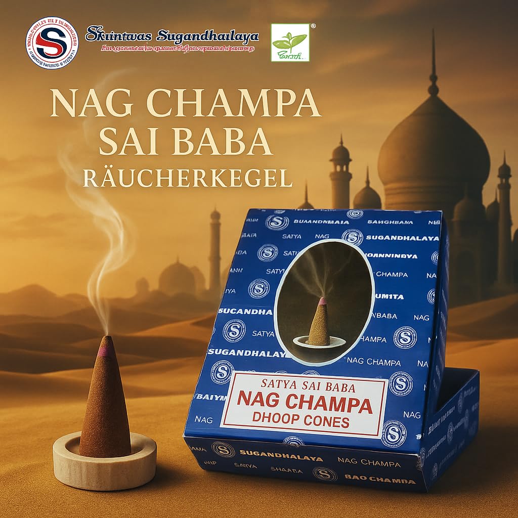 Sai Baba Nag Champa dhoop Cones incienso 6 Pack (1 / Nag Champa)