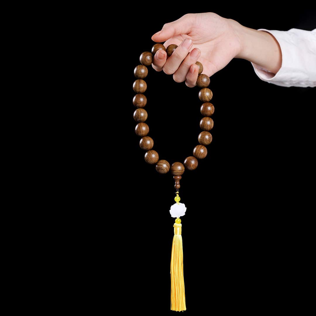 Unisex Natural Silkwood Tibetan Buddhism Meditation Prayer Bead Necklace Japa Mala Beads Bracelets (20mm 21 Beads Boutique)