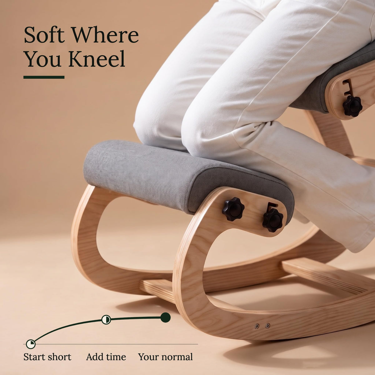 Ergonomic Kneeling Chair with Adjustable Seats (Ash Grey / Classic)