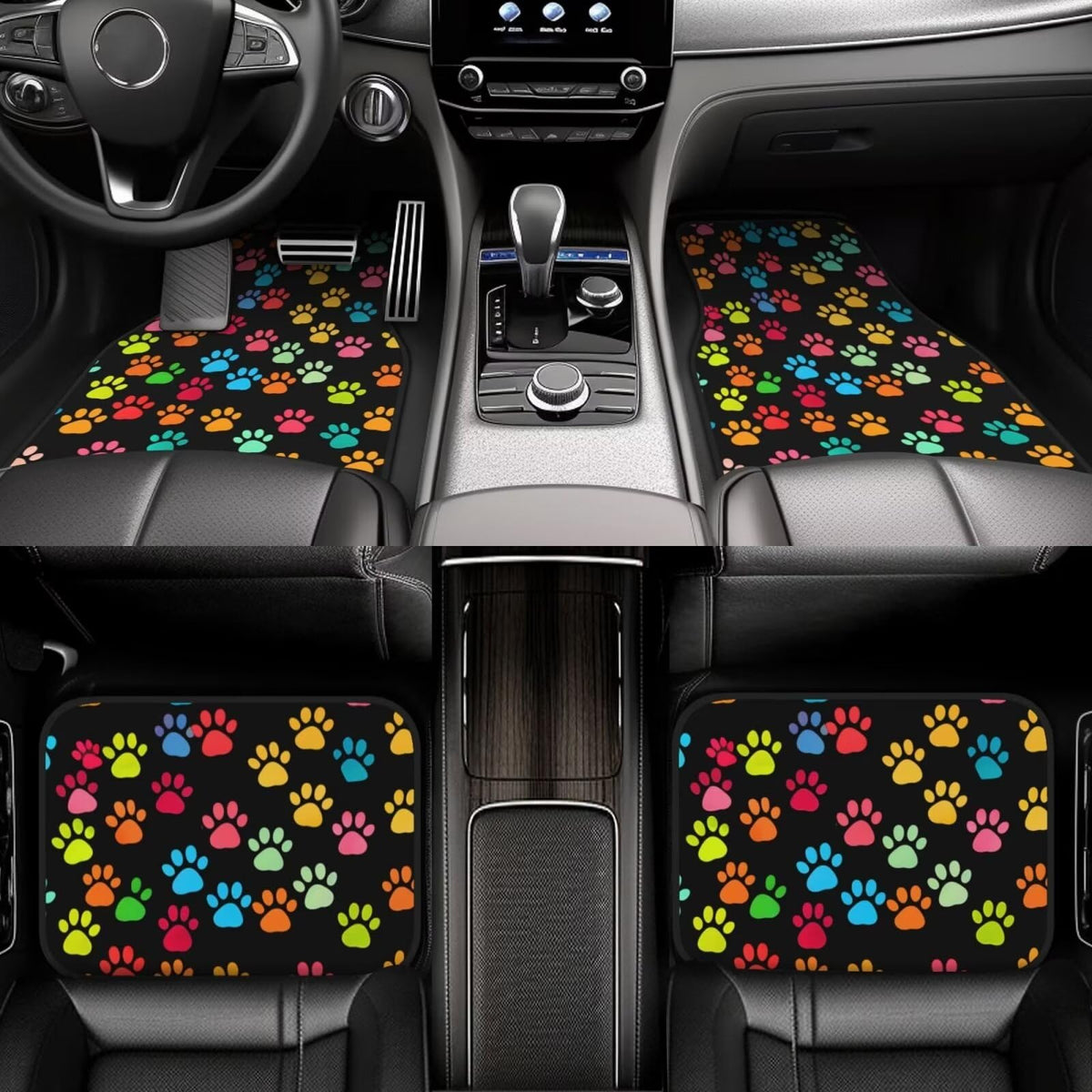 Dog Paw Car Floor Mats Set of 4 for Men Women Girls (Paw Printing)