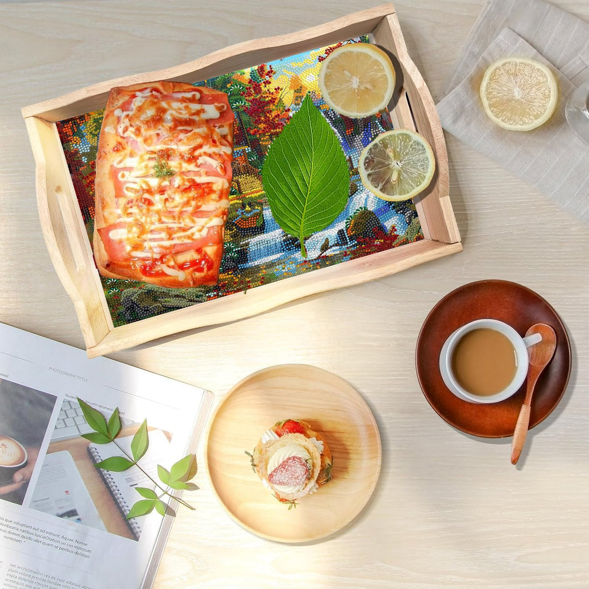DIY Mandala Diamond Painting Serving Tray with Handle for Adults (Landscape Big)