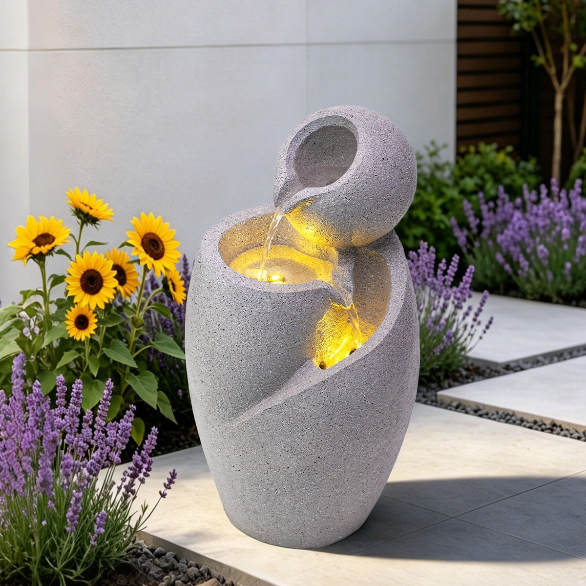 Minimalist Sphere & Vase Outdoor Water Fountain