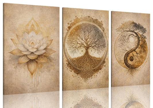 3Pcs Tree of Life Canvas Wall Art (Tree of Life / 24"L x 16"W)