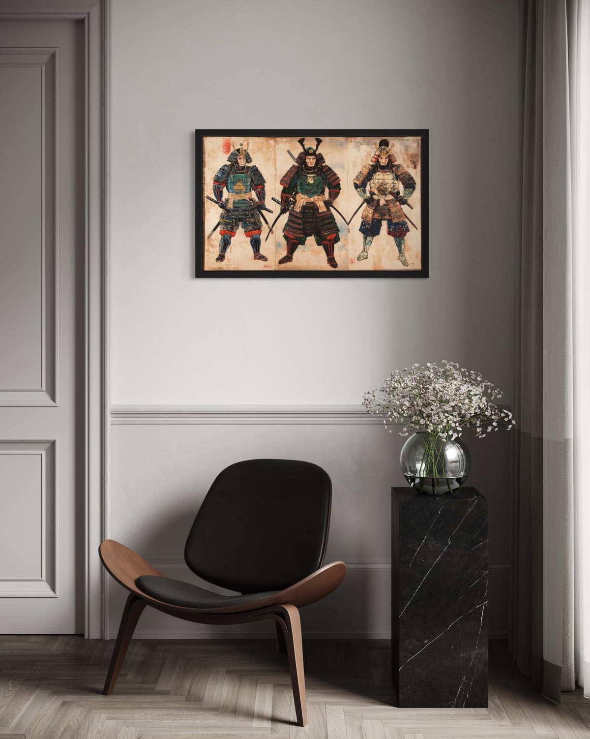 3 Samurai Framed Wall Art Print Poster (3 Samurai / 14"L x 11"W)