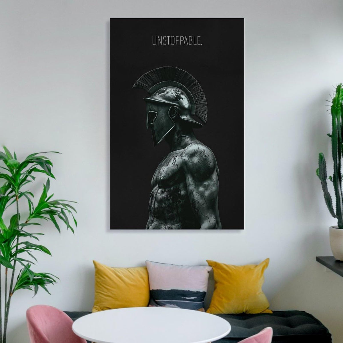 Spartan Warrior Motivational Text Poster Canvas Printing Wall Art Prints Wall Decor Posters Dark Stoic Helmet Minimalist Nordic Living Room Bedroom Office Gym Decor 08x12inch (style-13 / 08x12inch(20x30cm) Frame)