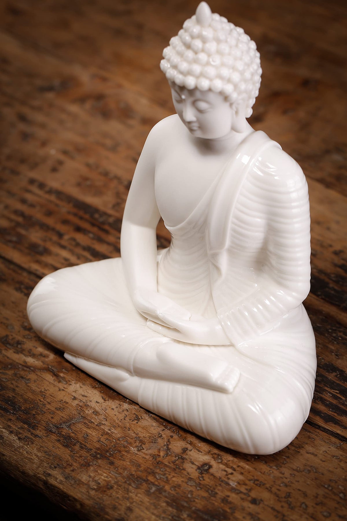 6 inch Small White Buddha Statue for Home Decor (White)