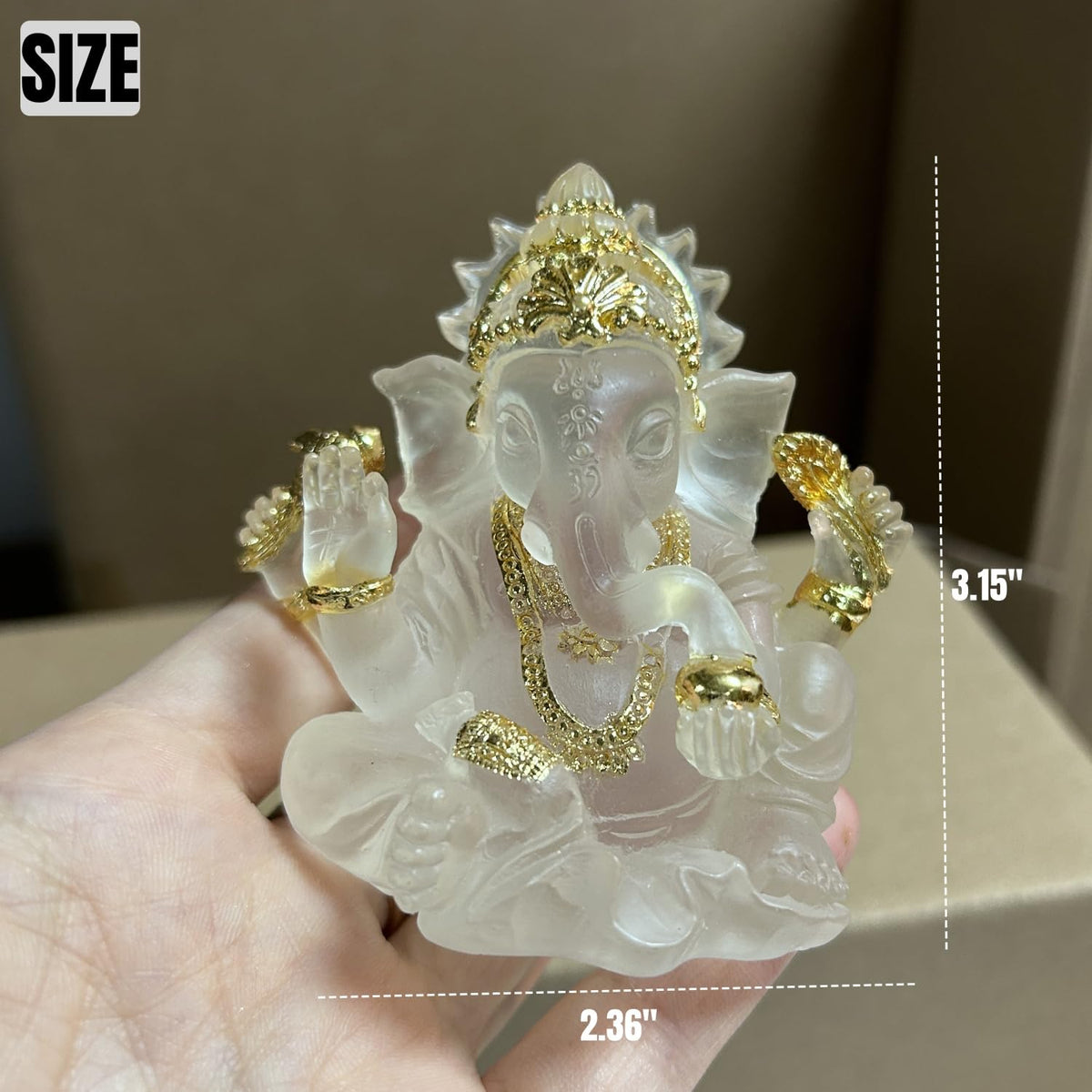 Indian God Lord Ganesha Statue (Transparent / 3.14")