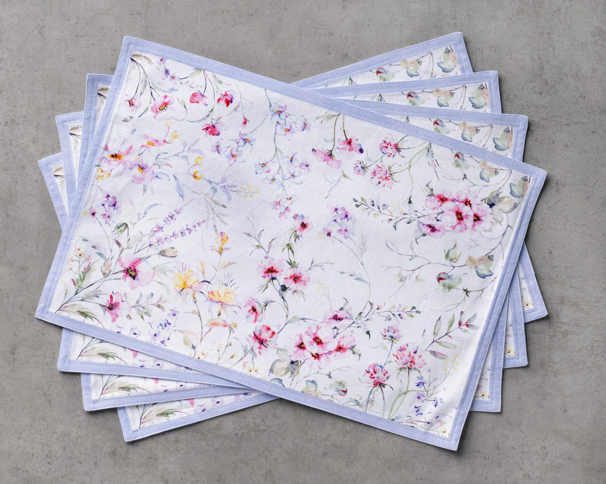 Placemats Set of 4 Reusable 100% Cotton (083 - Summer Floral / 13" X 19" (Pack of 4))