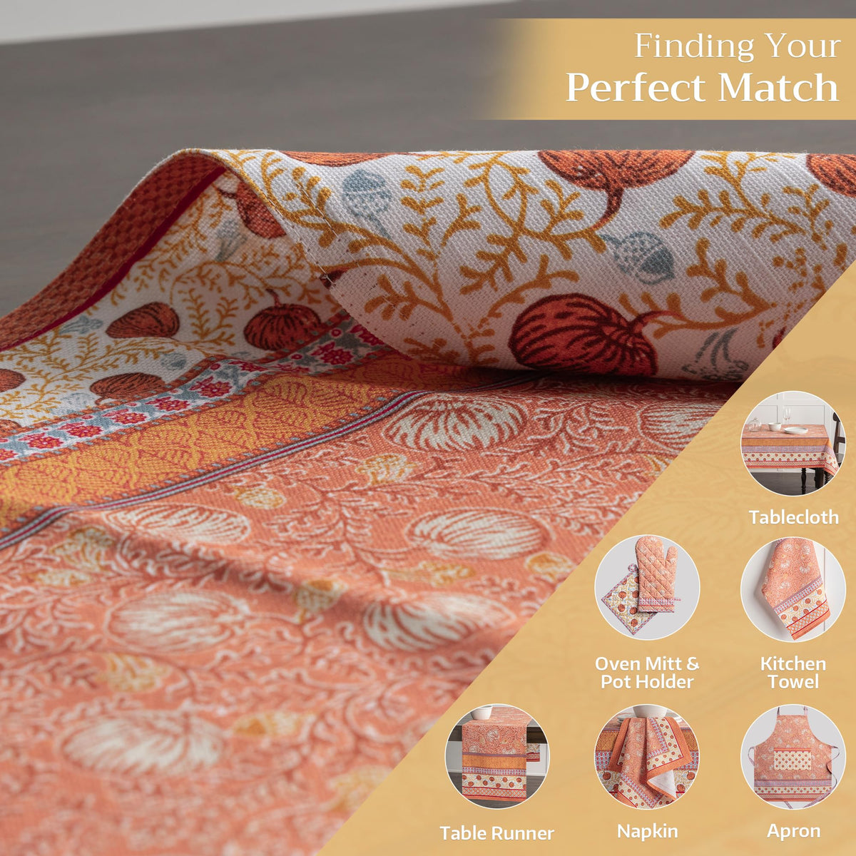 Placemats Set of 4 Reusable 100% Cotton (052 - Harvest Festival / 13" X 19" (Pack of 4))