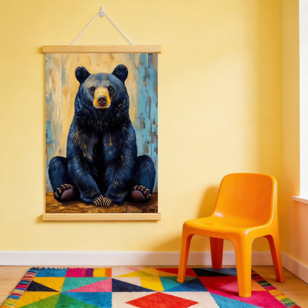 Black Bear Canvas Wall Scroll (Black)