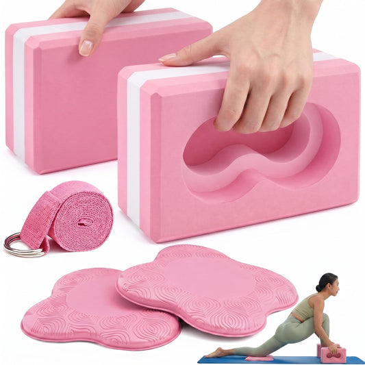 Yoga Blocks 2 Pack for Wrist Relief (Pink)
