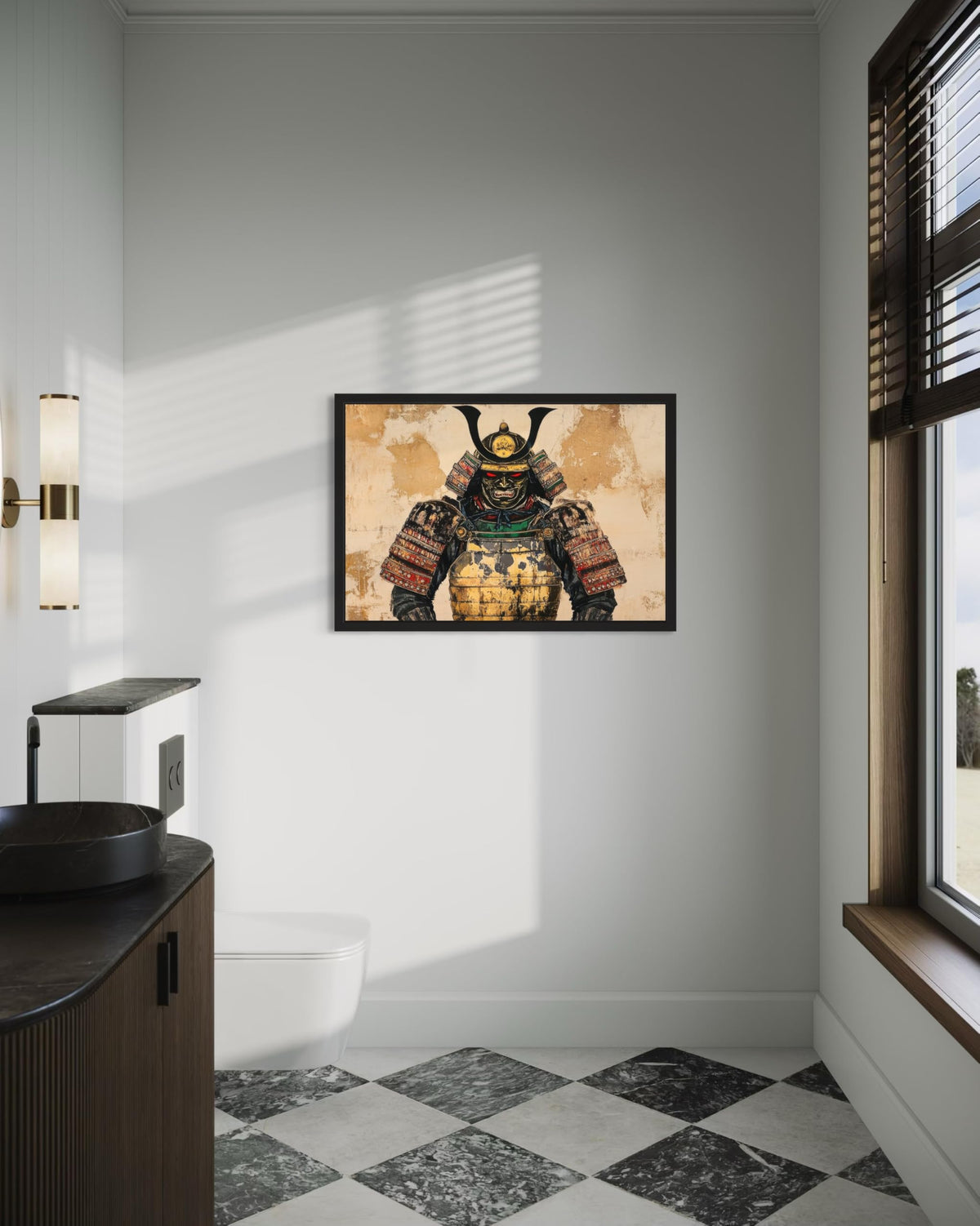 Samurai Armor Black Framed Wall Art Print Poster (Samurai Armor / 20"L x 16"W)