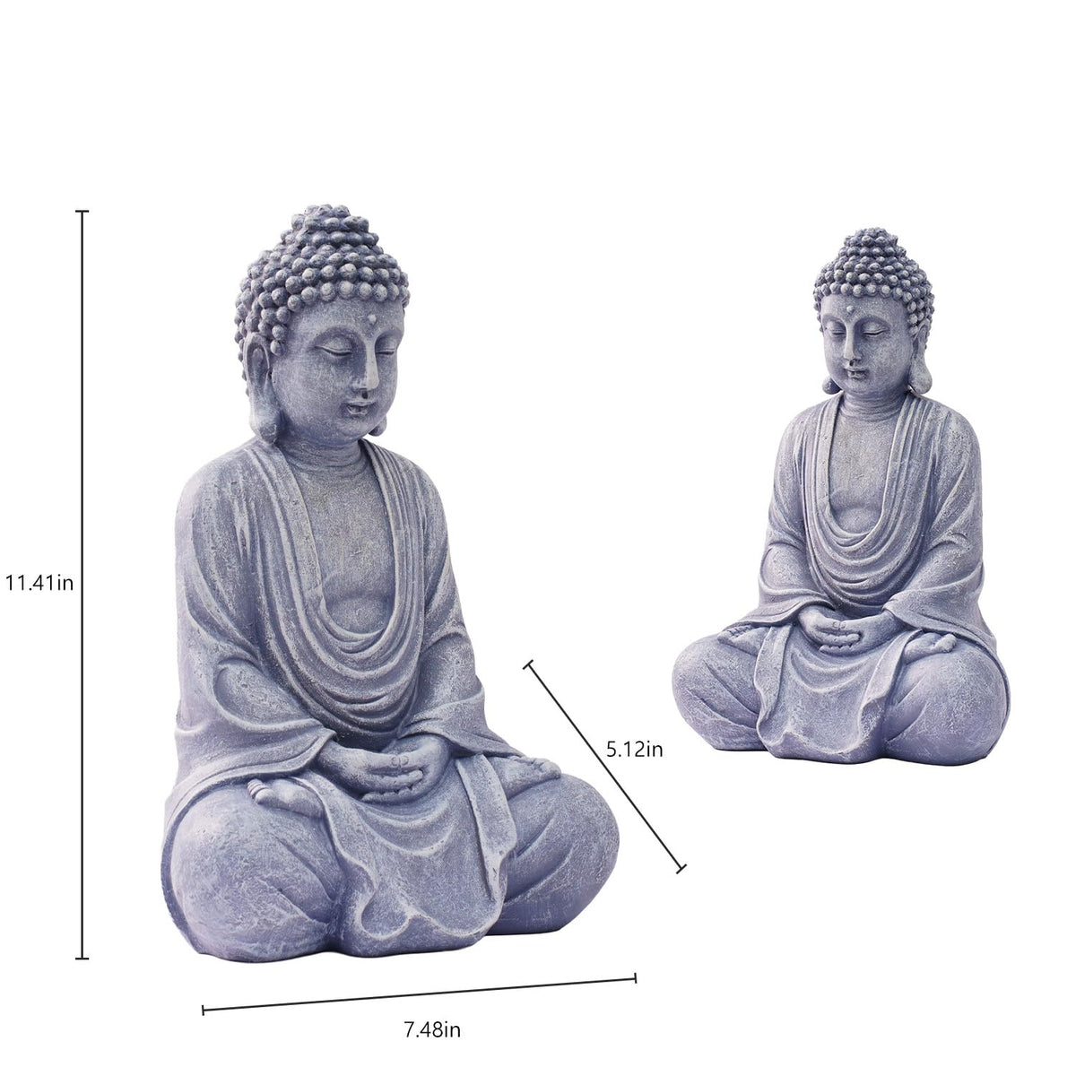 11.4" Meditating Buddha Statue Home Decor (Gray - 11.4 Inch)