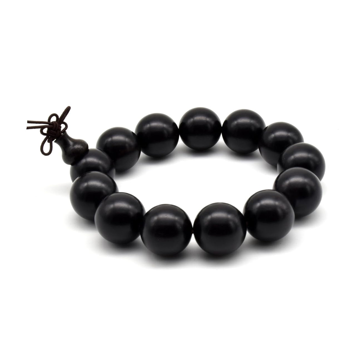 Unisex Natural Ebony Wood Buddhist Prayer Bead Necklace Bracelet Tibetan Prayer Mala Beaded Black (18mm 13beads)