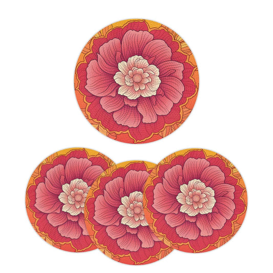 Flower Placemats Round Placemats Set of 6 Festival Party (A 018 / 6 pieces)
