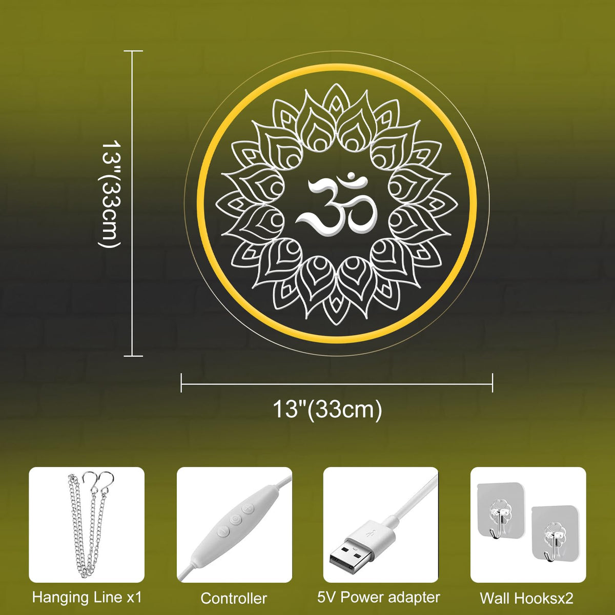 Om Mandala Neon Sign (Om-Golden Yellow M)