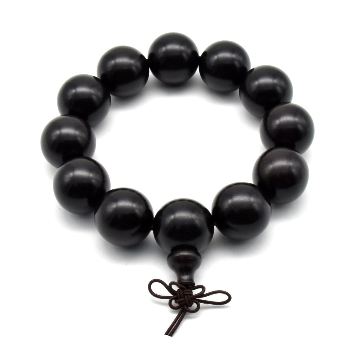 Unisex Natural Ebony Wood Buddhist Prayer Bead Necklace Bracelet Tibetan Prayer Mala Beaded Black (20mm 12beads)
