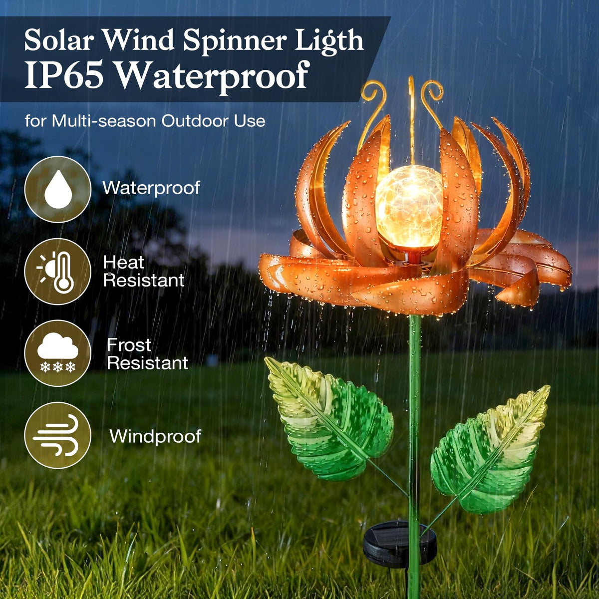 Solar Yard Lights Wind Spinners (Yellow-large)