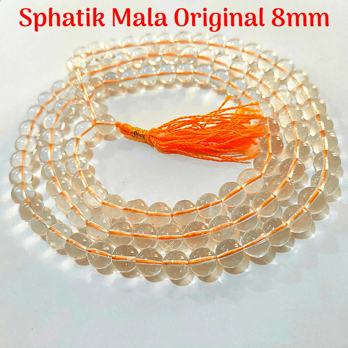 Sphatik Mala Original Spadigam Malai Original Sphatik Jaap Mala 108 Beads (8 mm)