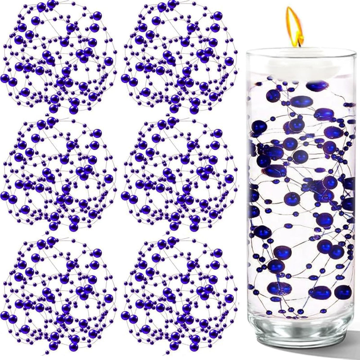 50 PCS Artificial Floating Beads for Centerpieces Vases (Darkpurple / 8+3mm(50pcs))