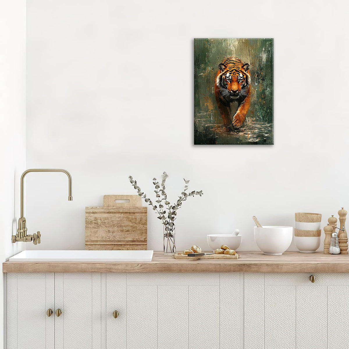 Tiger Canvas Wall Art Wildlife Animal Print Painting Framed ArtWork 16"x24" (Tiger / 24"L x 16"W)