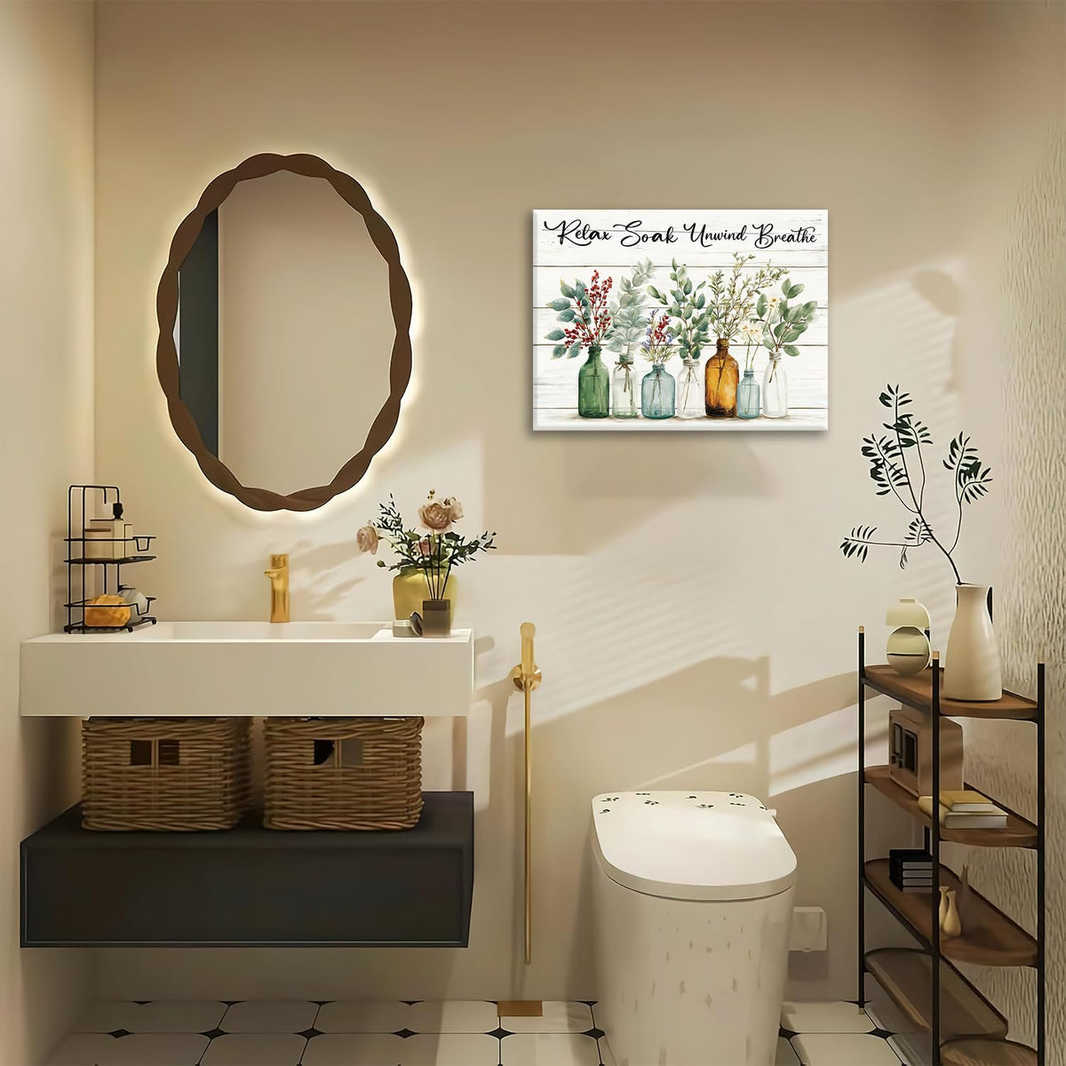 Plant Canvas Wall Art Inspirational Prints Painting Framed ArtWork 16"x20" (Plants / 20"L x 16"W)