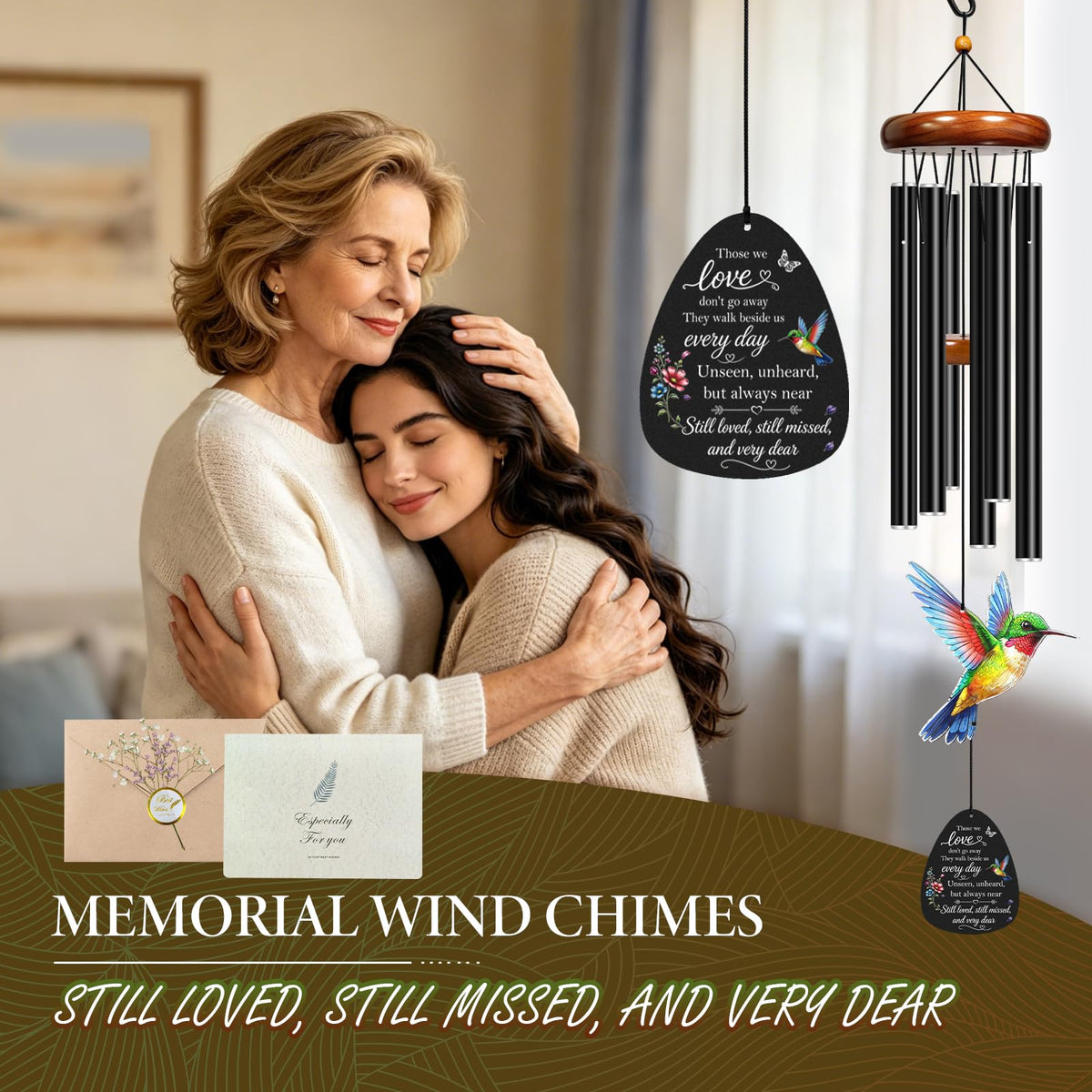 Memorial Wind Chimes for Loss of Loved One (Hummingbird-a)