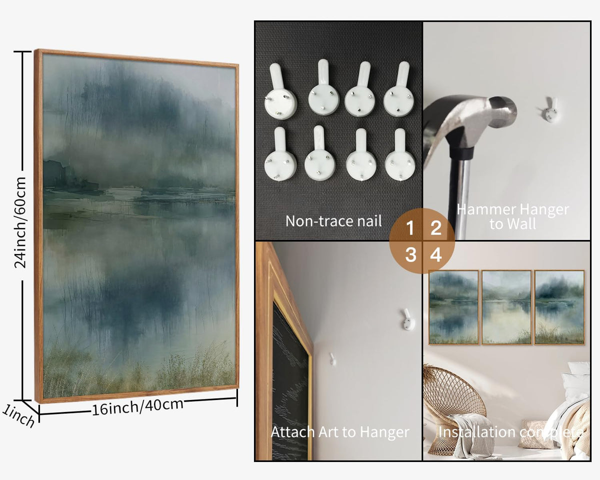 Large Abstract Nature Framed Canvas Wall Art (Abstract Nature / 24"L x 16"W)