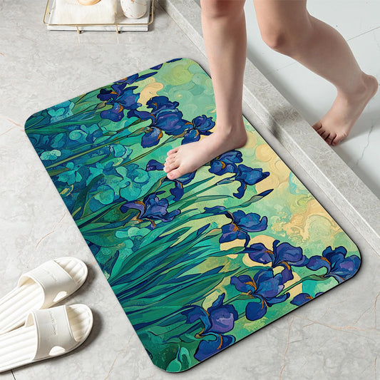 Bathroom Rug 29.5"x17" (Retro Purple Flowers)