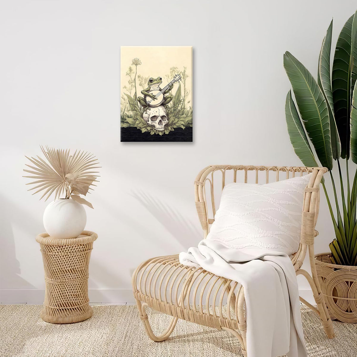 Frog Canvas Wall Art Rustic Skull Print Painting Framed ArtWork 12"x16" (Forg / 16"L x 12"W)
