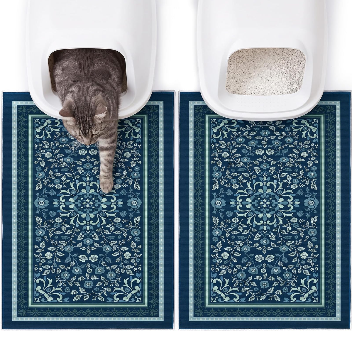 Cat Litter Mat (Navy Blue / L(33x22in))
