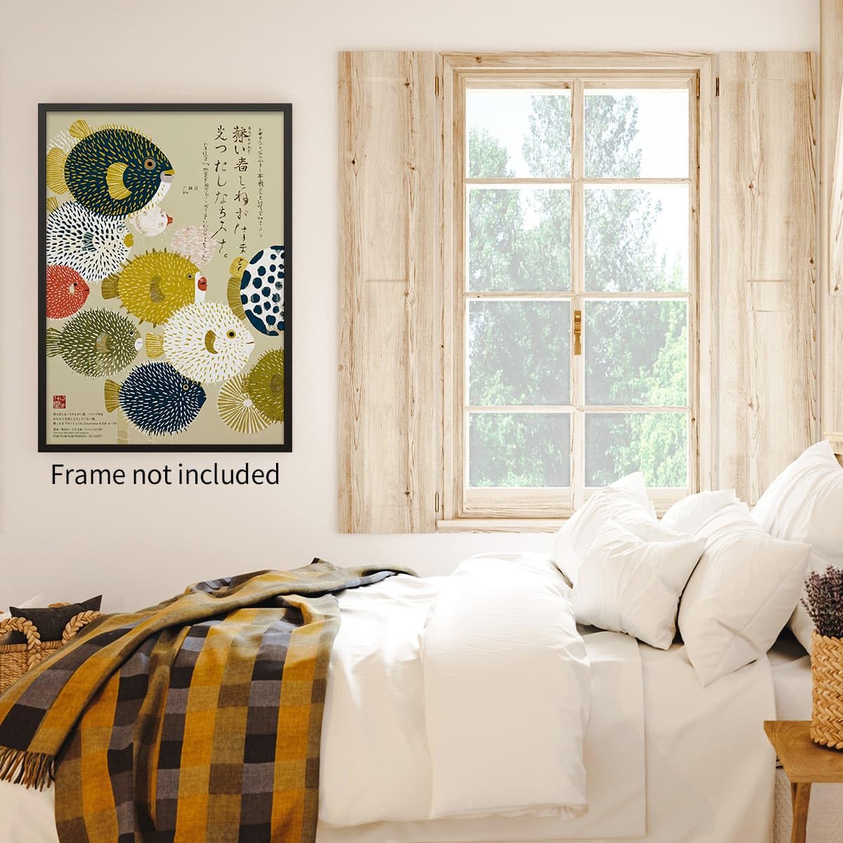 Japanese Canvas Wall Art Vintage Puffer Fish Prints Posters Colorful Fish Pictures Mid Century Modern Artwork Decor for Minimal Coastal Home Bathroom Bedroom Living Room 11x14in Unframed (Unframed / Japanese Art 003 / 14"L x 11"W)
