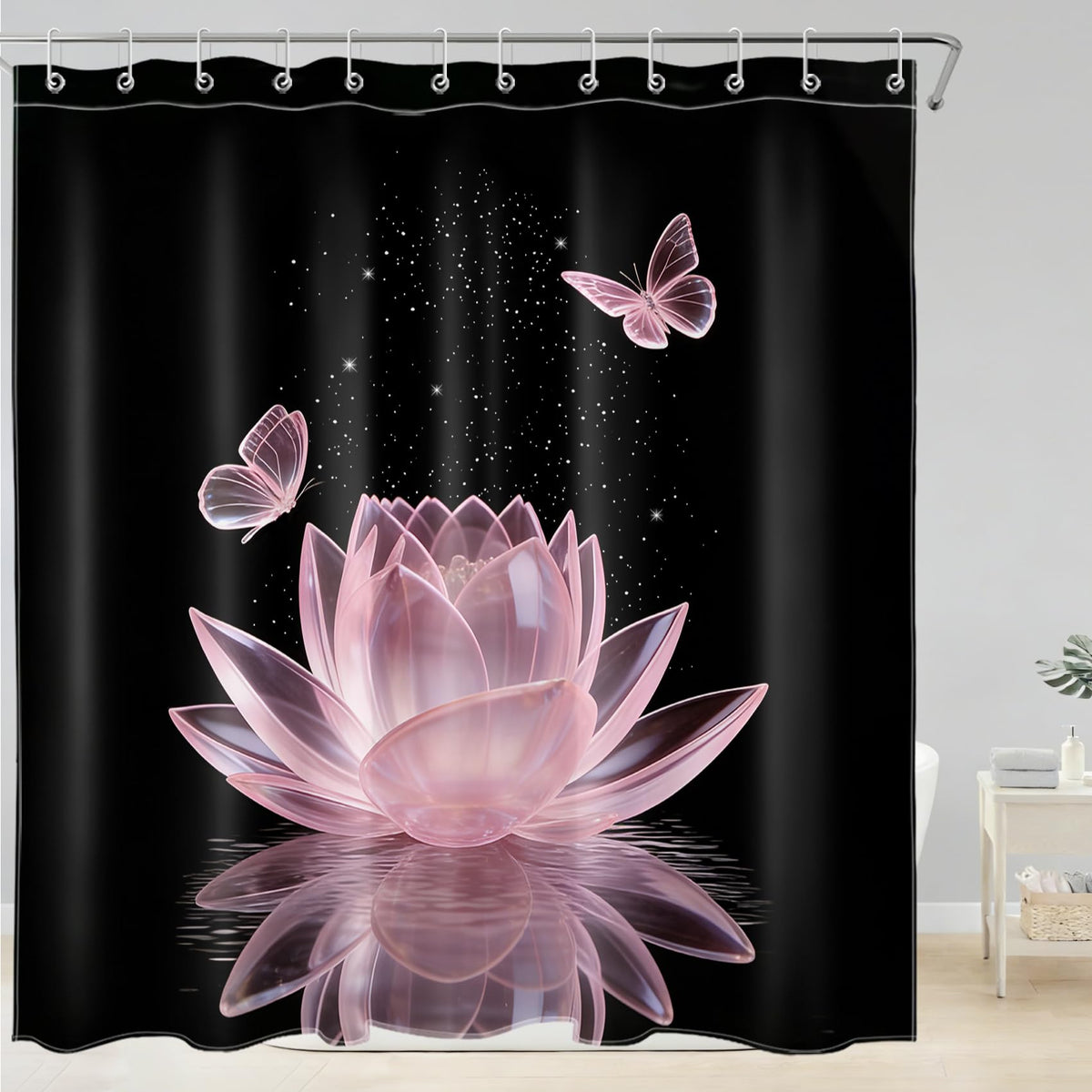 Pink Water Lily Shower Curtain for Bathroom (Pink / 70"W x 70"L (Pack of 2))