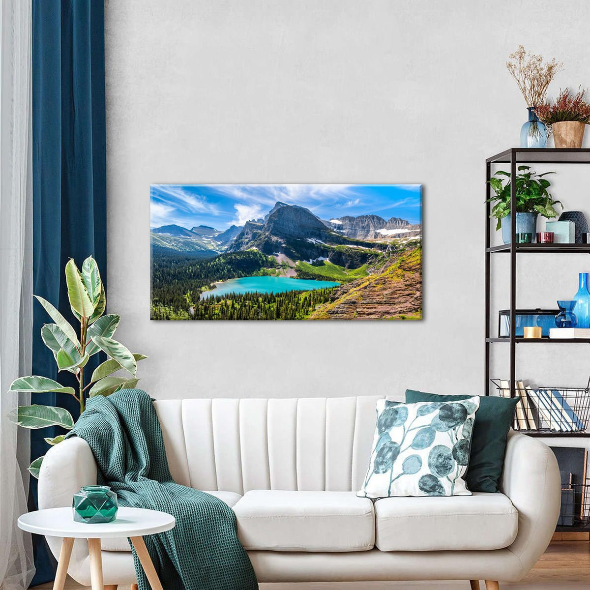 Glacier National Park Wall Art Saint Mary Lake Landscape Canvas Wall Decor Mountain Scenery Pictures Prints Painting Modern Nature Photography Artwork for Living Room Bedroom Home Decorations 20x40" (40"L x 20"W / Glacier Park)