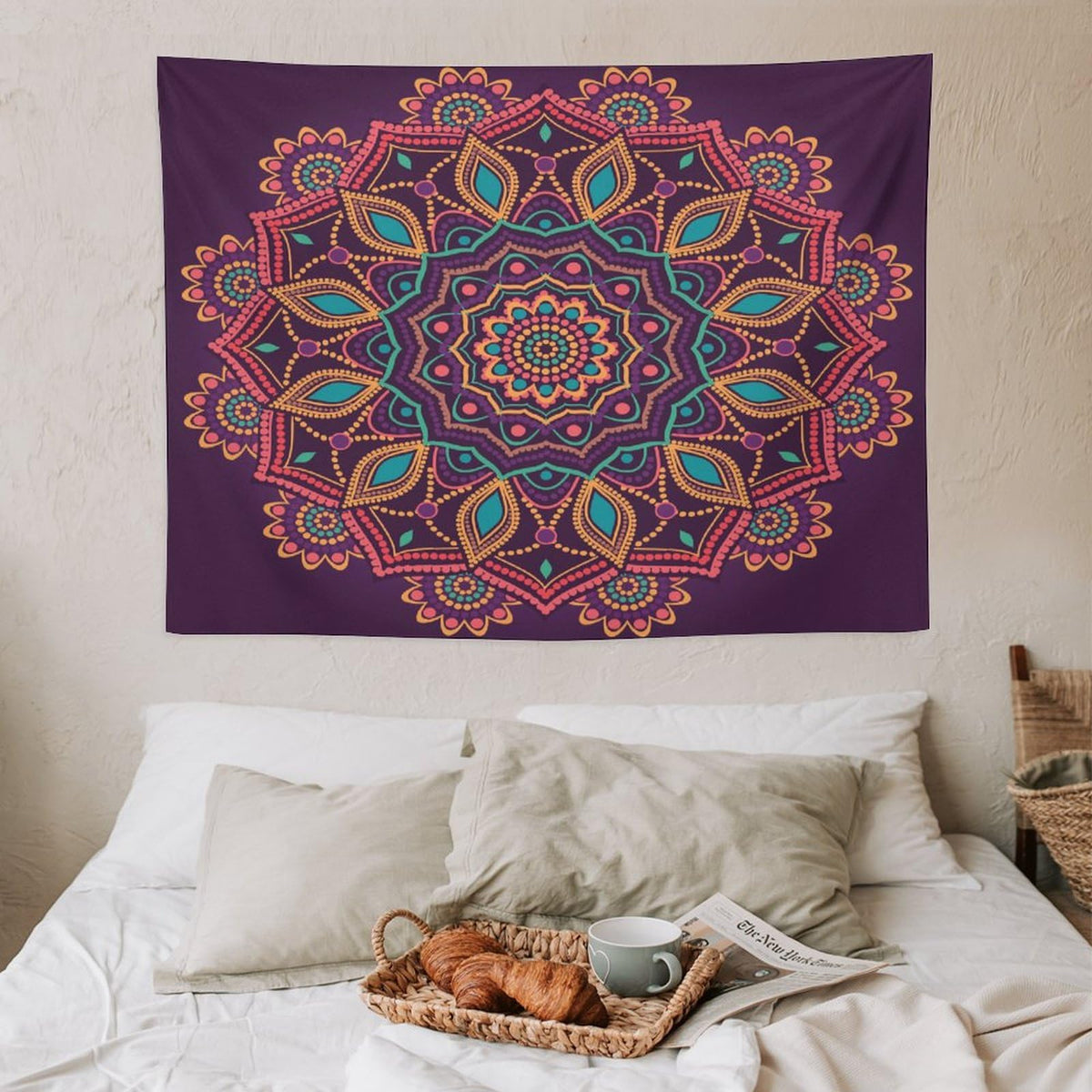 Mandala Tapestry Wall Hanging Indian Hippie Bohemian Art Floral Texture Pattern Tapestries Home Decor for Living Room Bedroom Kitchen Dorm 30"x40" (30"L x 40"W / Mandala-7)