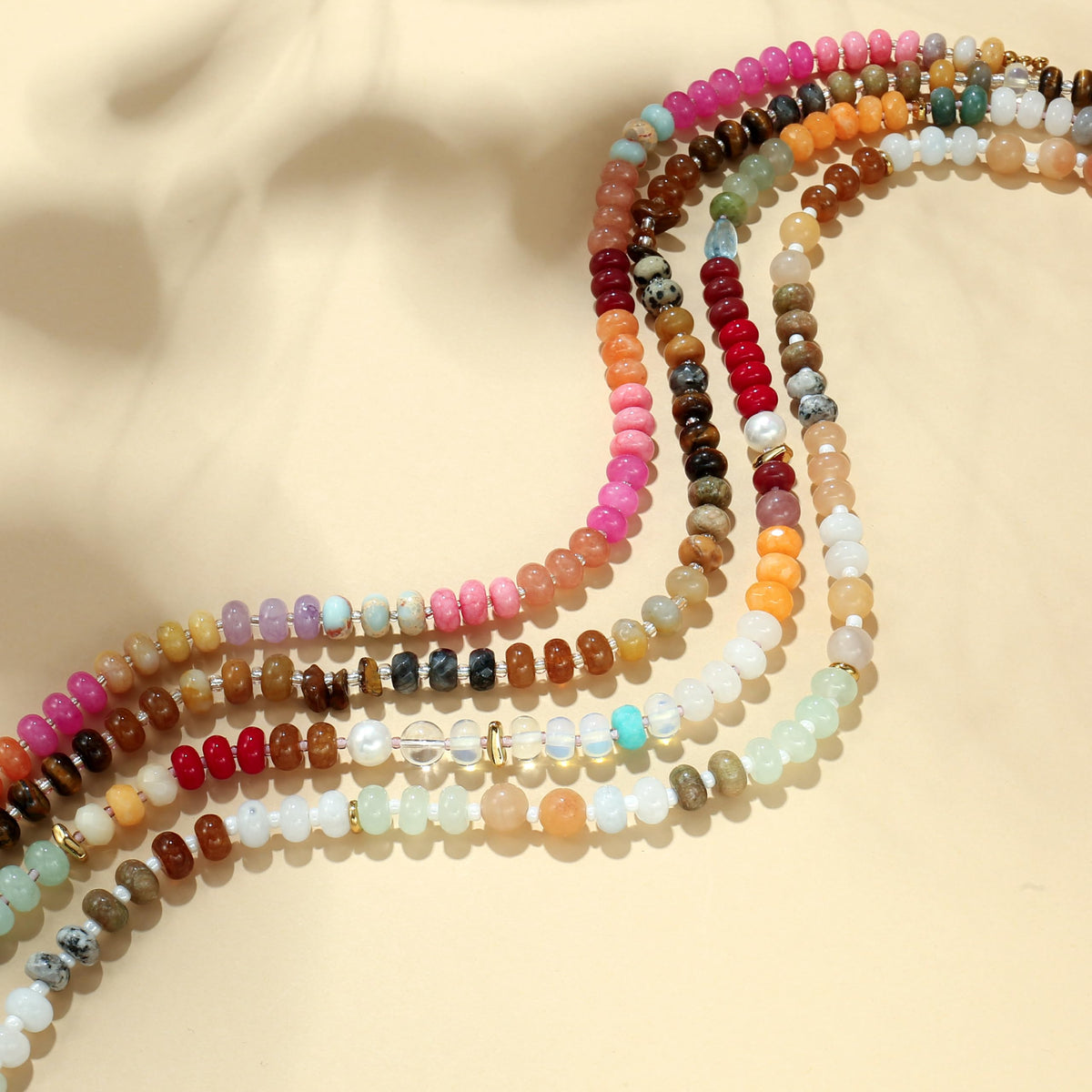 Natural Stone Beaded Choker Necklace for Women (Jade color Series)