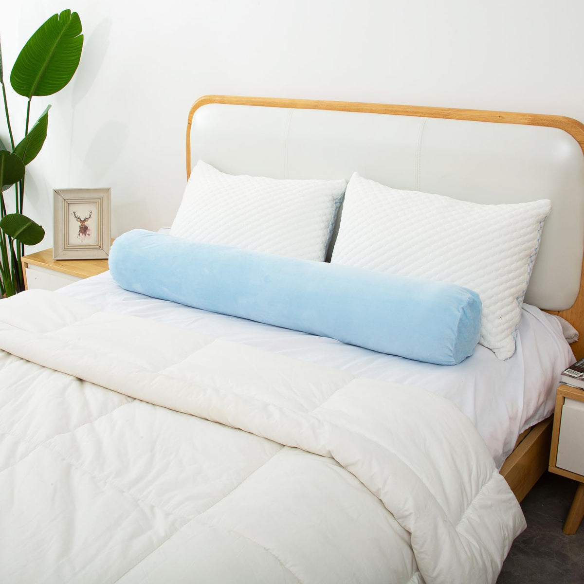 Bolster Pillow for Bed (Light Blue / 47 inch)