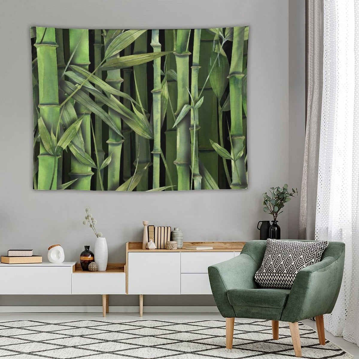 Bamboo Jungle Tapestry Wall Hanging Tropical Nature Tree Bamboo Exotic Landscape Spa Yoga Design Tapestries Home Decor for Living Room Bedroom Apartment Farmhouse Dorm 60"x80" (60"L x 80"W / Bamboo-1)