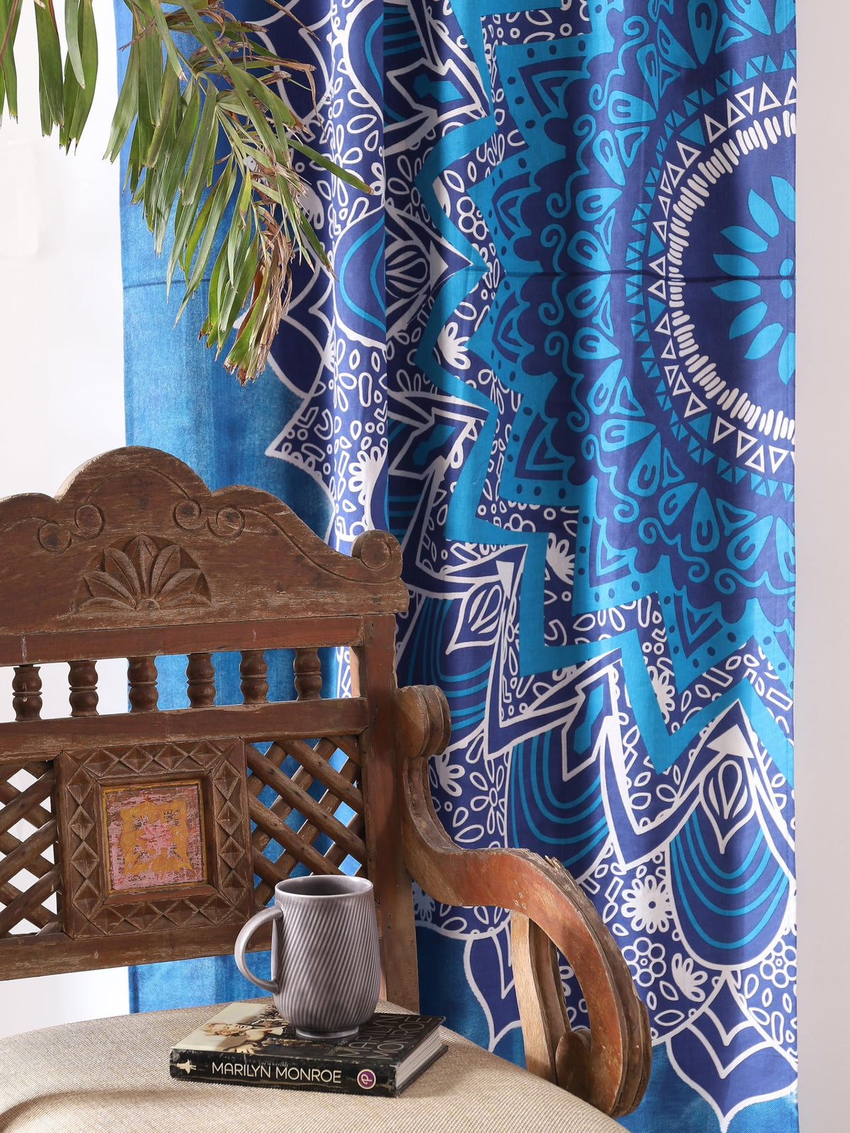Blue Hippie Mandala Ombre Curtains 83 Inch Length for Living Room Bedroom 2 Panels Set Light Filtering Semi Sheer Window Curtains 76 Inch Width Boho Farmhouse Drapes W76xL83 (83"W x 83"L (Pack of 2) / Blue)