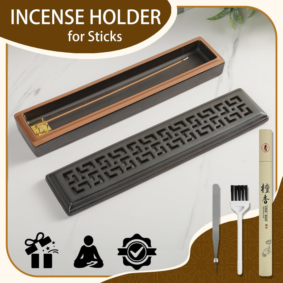 Incense Holder for Sticks (Lever Brown)