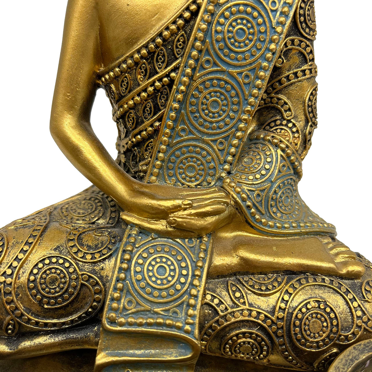 Sitting Buddha Candle Holder Statue (Antique Gold)