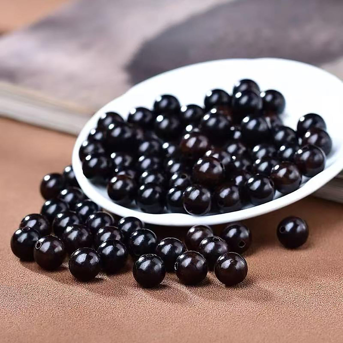 8mm Natural Black Sandalwood 108 Mala Bracelet for Men with Jade Buddha Beads Necklace Ebony Prayer Beads (8mm Beads with Jade - 34 inches)